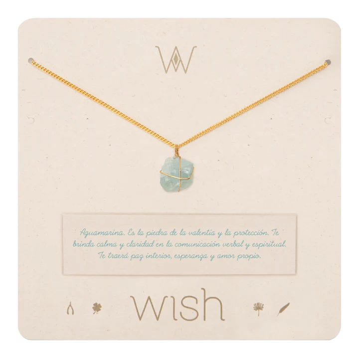Complementos Collar Cadena de Oro Aguamarina Wish